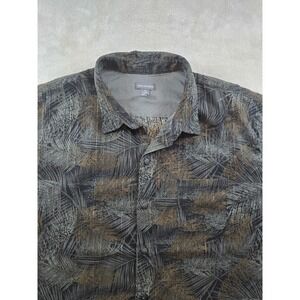 Van Heusen Mens Shirt XXL 2XL Palm Frond Leaf Short Sleeve Button Up Hawaiian